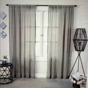 Opalhouse Soft Gray Crinkled Fabric Sheer Curtain Panels set of 2
